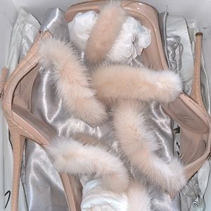 Giuseppe Zanotti Coline Blush Mink Fur Heels